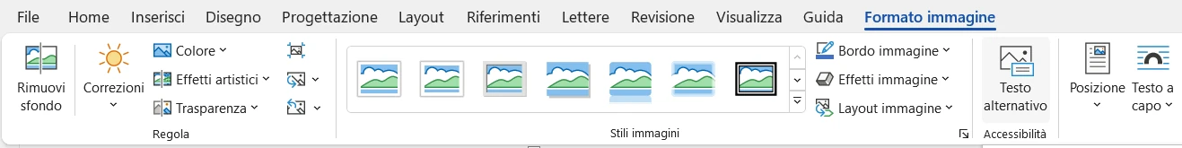 Menu Formato immagine